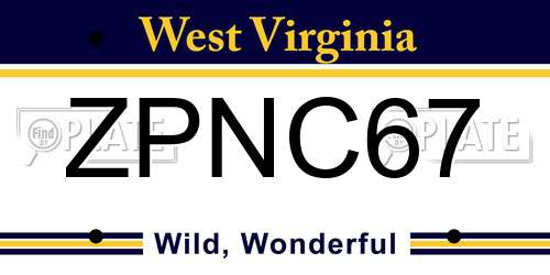 ZPNC67 West Virginia License Plate
