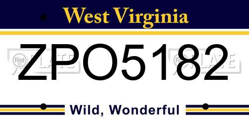 ZPO5182 West Virginia License Plate
