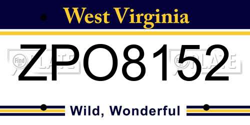 ZPO8152 West Virginia License Plate