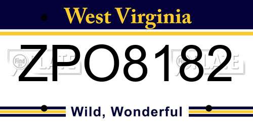 ZPO8182 West Virginia License Plate