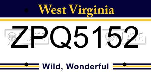 ZPQ5152 West Virginia License Plate