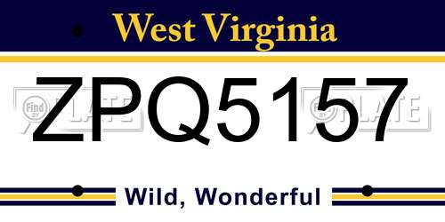 ZPQ5157 West Virginia License Plate