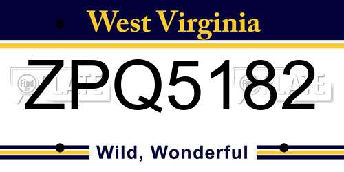 ZPQ5182 West Virginia License Plate