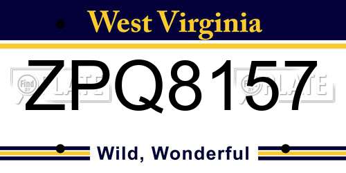 ZPQ8157 West Virginia License Plate