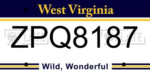 ZPQ8187 West Virginia License Plate