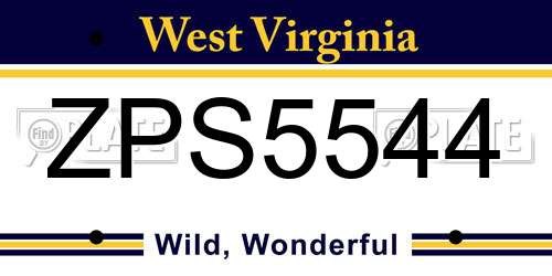 ZPS5544 West Virginia License Plate