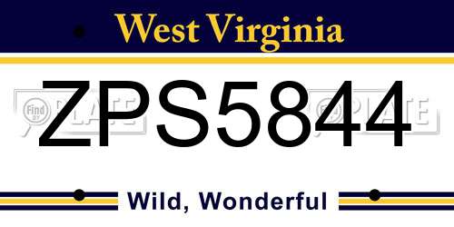 ZPS5844 West Virginia License Plate
