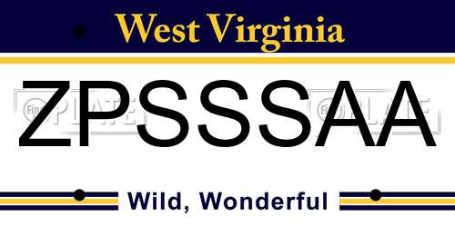 ZPSSSAA West Virginia License Plate