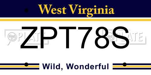 ZPT78S West Virginia License Plate