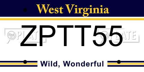 ZPTT55 West Virginia License Plate