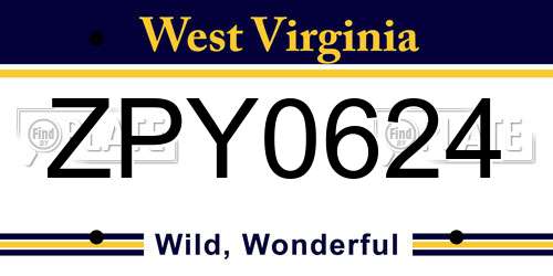 ZPY0624 West Virginia License Plate