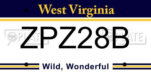 ZPZ28B West Virginia License Plate