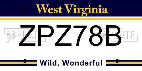 ZPZ78B West Virginia License Plate
