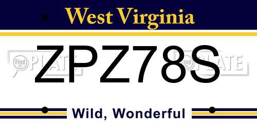 ZPZ78S West Virginia License Plate