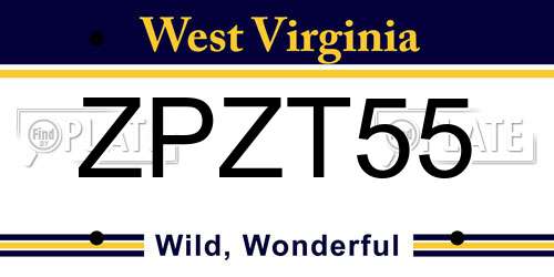 ZPZT55 West Virginia License Plate