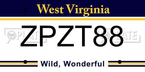 ZPZT88 West Virginia License Plate