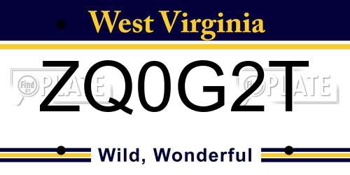 ZQ0G2T West Virginia License Plate