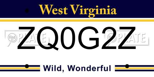 ZQ0G2Z West Virginia License Plate