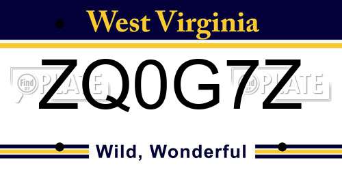 ZQ0G7Z West Virginia License Plate
