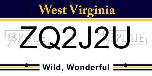 ZQ2J2U West Virginia License Plate