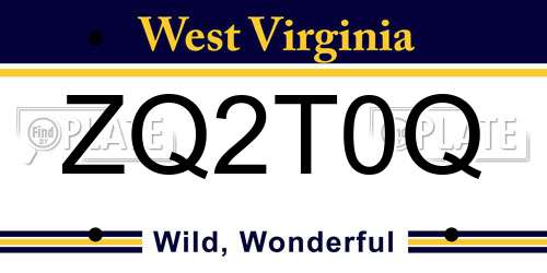ZQ2T0Q West Virginia License Plate