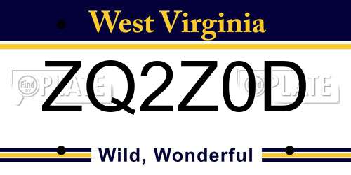ZQ2Z0D West Virginia License Plate