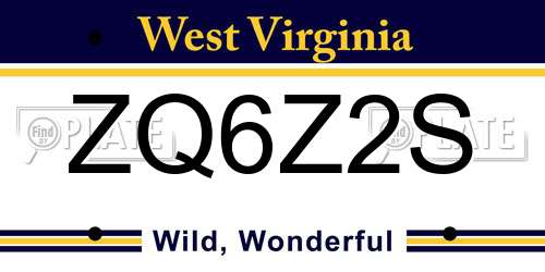 ZQ6Z2S West Virginia License Plate