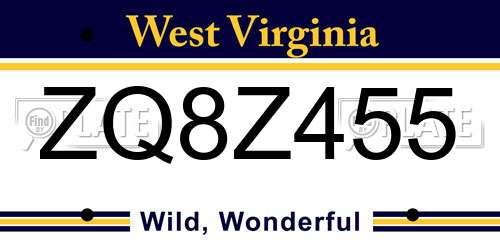ZQ8Z455 West Virginia License Plate