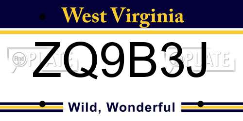 ZQ9B3J West Virginia License Plate