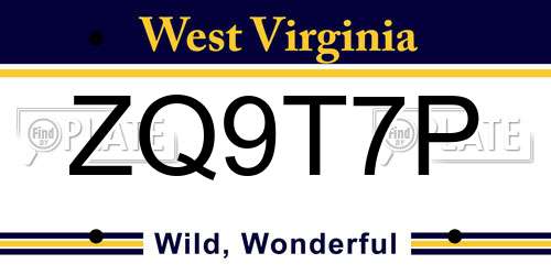 ZQ9T7P West Virginia License Plate