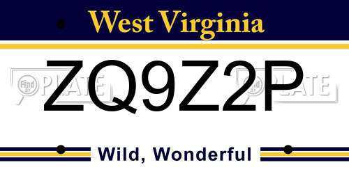 ZQ9Z2P West Virginia License Plate