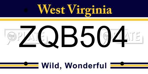 ZQB504 West Virginia License Plate