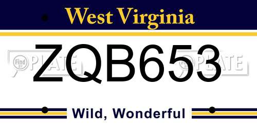ZQB653 West Virginia License Plate