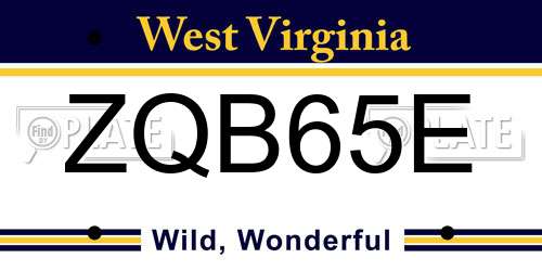 ZQB65E West Virginia License Plate