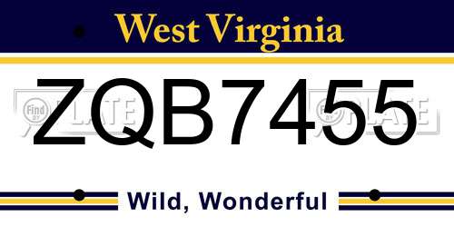 ZQB7455 West Virginia License Plate