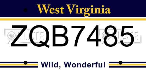 ZQB7485 West Virginia License Plate