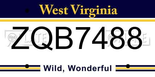 ZQB7488 West Virginia License Plate