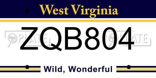 ZQB804 West Virginia License Plate