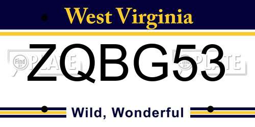 ZQBG53 West Virginia License Plate