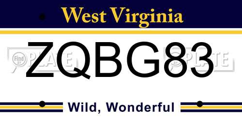 ZQBG83 West Virginia License Plate