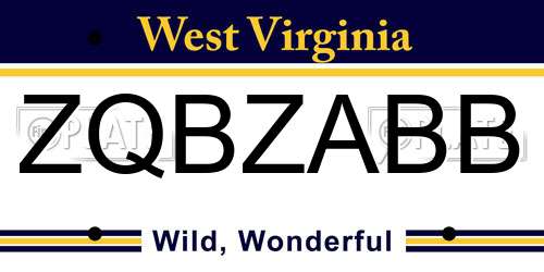 ZQBZABB West Virginia License Plate