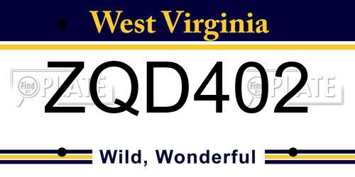ZQD402 West Virginia License Plate