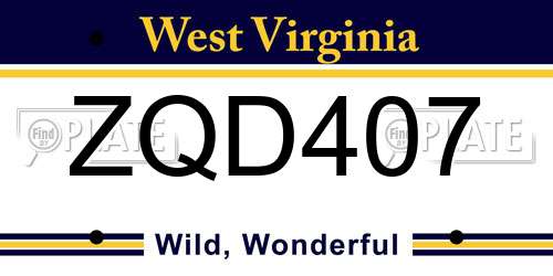 ZQD407 West Virginia License Plate