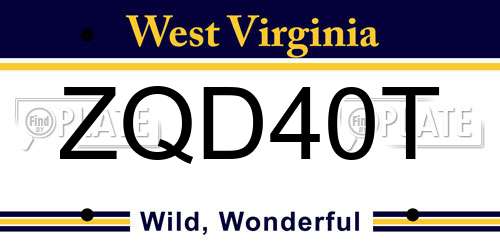 ZQD40T West Virginia License Plate