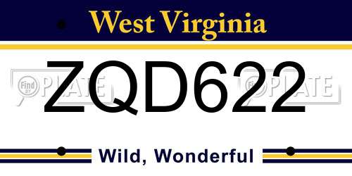 ZQD622 West Virginia License Plate