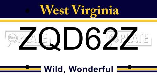 ZQD62Z West Virginia License Plate