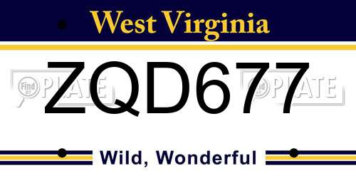 ZQD677 West Virginia License Plate