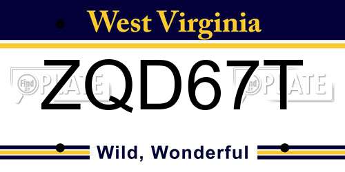 ZQD67T West Virginia License Plate