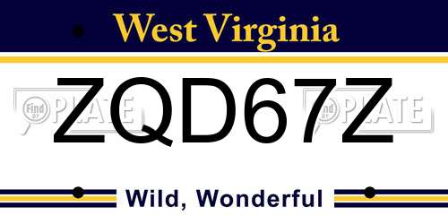 ZQD67Z West Virginia License Plate