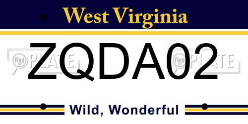 ZQDA02 West Virginia License Plate